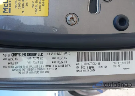 2012 Dodge Challenger Sxt z USA, uszkodzony, nr VIN 2C3CDYAG6CH262198